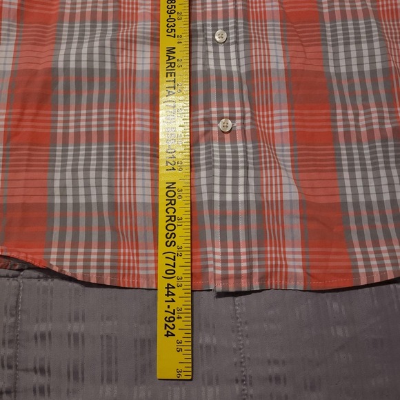 The Foundry Supply Co Shirt Mens 2XLT Orange Plaid Short Sleeve Button Up Casual - Picture 8 of 8